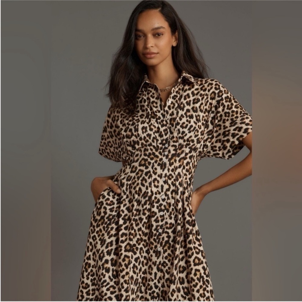Anthropologie Tobie Animal Print Midi Dress - Picture 3 of 5